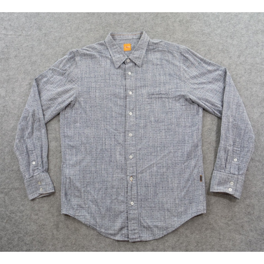 Hugo Boss Mens Shirt Mens Extra Large Gray Button Up Long Sleeve Chambray